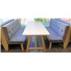 Image 1 : Rectangular Wooden Table (87x29.5")  w/ 2 Upholstered Bench Seats (26"x70")