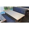 Image 2 : Rectangular Wooden Table (87x29.5")  w/ 2 Upholstered Bench Seats (26"x70")