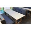 Image 3 : Rectangular Wooden Table (87x29.5")  w/ 2 Upholstered Bench Seats (26"x70")