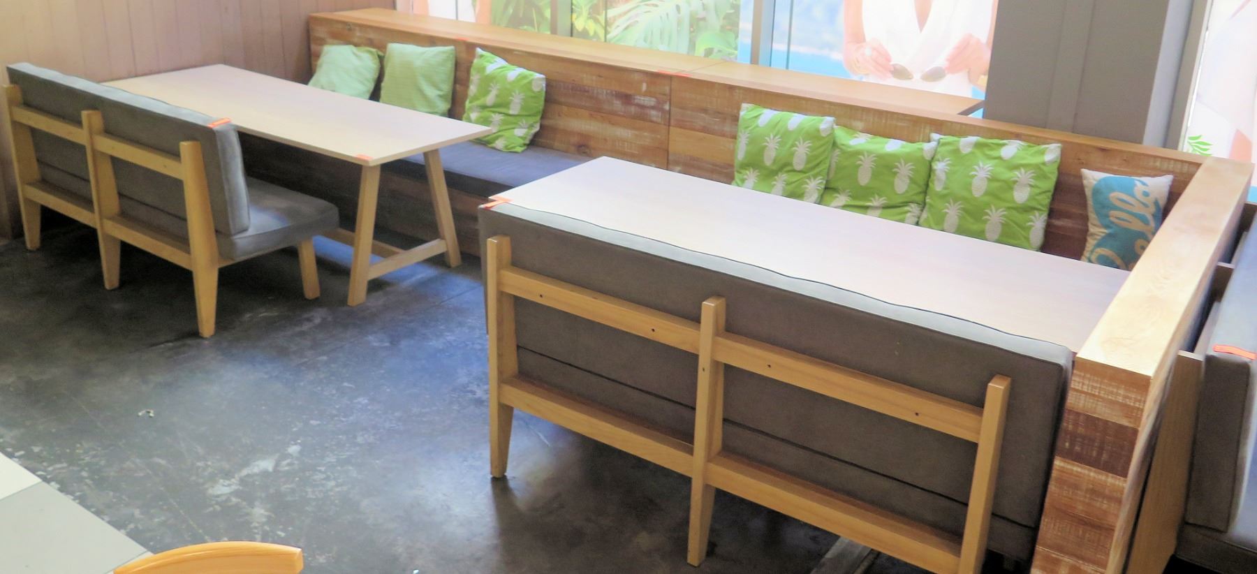 Qty 2 Wooden Tables 87 X29 5 W Upholstered Bench Seats