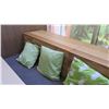 Image 8 : Qty 2 Wooden Tables (87"x29.5") w/ Upholstered Bench Seats, Cushions & Long Modular Bench Seating