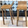 Image 1 : Qty 2 Wooden Barstools w/ Iron Accent (35"H)