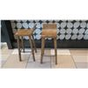 Image 2 : Qty 2 Wooden Barstools w/ Iron Accent (35"H)