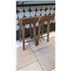 Image 8 : Qty 2 Wooden Barstools w/ Iron Accent (35"H)