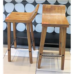 Qty 2 Wooden Barstools w/ Iron Accent (35"H)