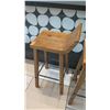 Image 3 : Qty 2 Wooden Barstools w/ Iron Accent (35"H)