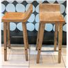 Image 1 : Qty 2 Wooden Barstools w/ Iron Accent (35"H)