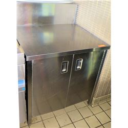 Stainless Steel Prep Table w/ Backsplash & Cabinet 28.5"x34.5"x35"H