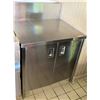 Image 1 : Stainless Steel Prep Table w/ Backsplash & Cabinet 28.5"x34.5"x35"H