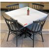 Image 1 : White Table w/ Metal Base (31x31) & 4 Wooden Chairs w/ Seat Cushions