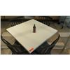 Image 2 : White Table w/ Metal Base (31x31) & 4 Wooden Chairs w/ Seat Cushions