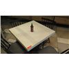 Image 2 : White Table w/ Metal Base (31x31) & 4 Wooden Chairs w/ Seat Cushions