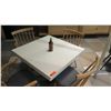 Image 2 : White Table w/ Metal Base (31x31) & 4 Wooden Chairs w/ Seat Cushions