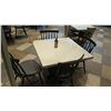 Image 2 : White Table w/ Metal Base (35x35) & 4 Wooden Chairs w/ Seat Cushions