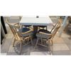 Image 2 : White Table w/ Metal Base (31x31) & 4 Wooden Chairs w/ Seat Cushions