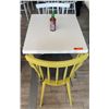 Image 1 : White Table w/ Metal Base (24x30) & 2 Wooden Chairs w/ Seat Cushions