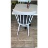 Image 2 : White Table w/ Metal Base (24x24) & 2 Wooden Chairs w/ Seat Cushions