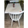 Image 1 : White Table w/ Metal Base (24x30) & 2 Wooden Chairs w/ Seat Cushions