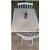 Image 2 : White Table w/ Metal Base (24x30) & 2 Wooden Chairs w/ Seat Cushions