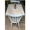 Image 1 : White Table w/ Metal Base (24x30) & 2 Wooden Chairs w/ Seat Cushions