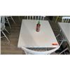 Image 2 : White Table w/ Metal Base (24x30) & 2 Wooden Chairs w/ Seat Cushions
