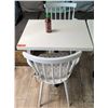 Image 1 : White Table w/ Metal Base (30x30) & 2 Wooden Chairs w/ Seat Cushions