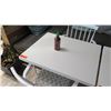 Image 2 : White Table w/ Metal Base (30x30) & 2 Wooden Chairs w/ Seat Cushions