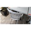Image 3 : White Table w/ Metal Base (30x30) & 2 Wooden Chairs w/ Seat Cushions