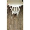 Image 2 : White Table w/ Metal Base (30x30) & 2 Wooden Chairs w/ Seat Cushions