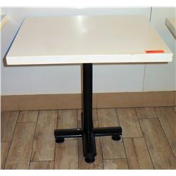 White Table w/ Metal Base (24x30) -  surface of table has damage)