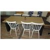 Image 2 : Modern Maple-Tone Table (78x36) & 6 Wooden Chairs w/ Seat Cushions