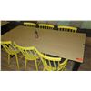 Image 2 : Modern Maple-Tone Table (78x36) & 6 Wooden Chairs w/ Seat Cushions