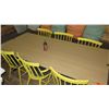 Image 2 : Modern Maple-Tone Table (78x36) & 6 Wooden Chairs w/ Seat Cushions