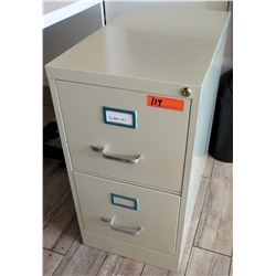 Beige Two-Drawer Metal File Cabinet 15"x26"x28"H