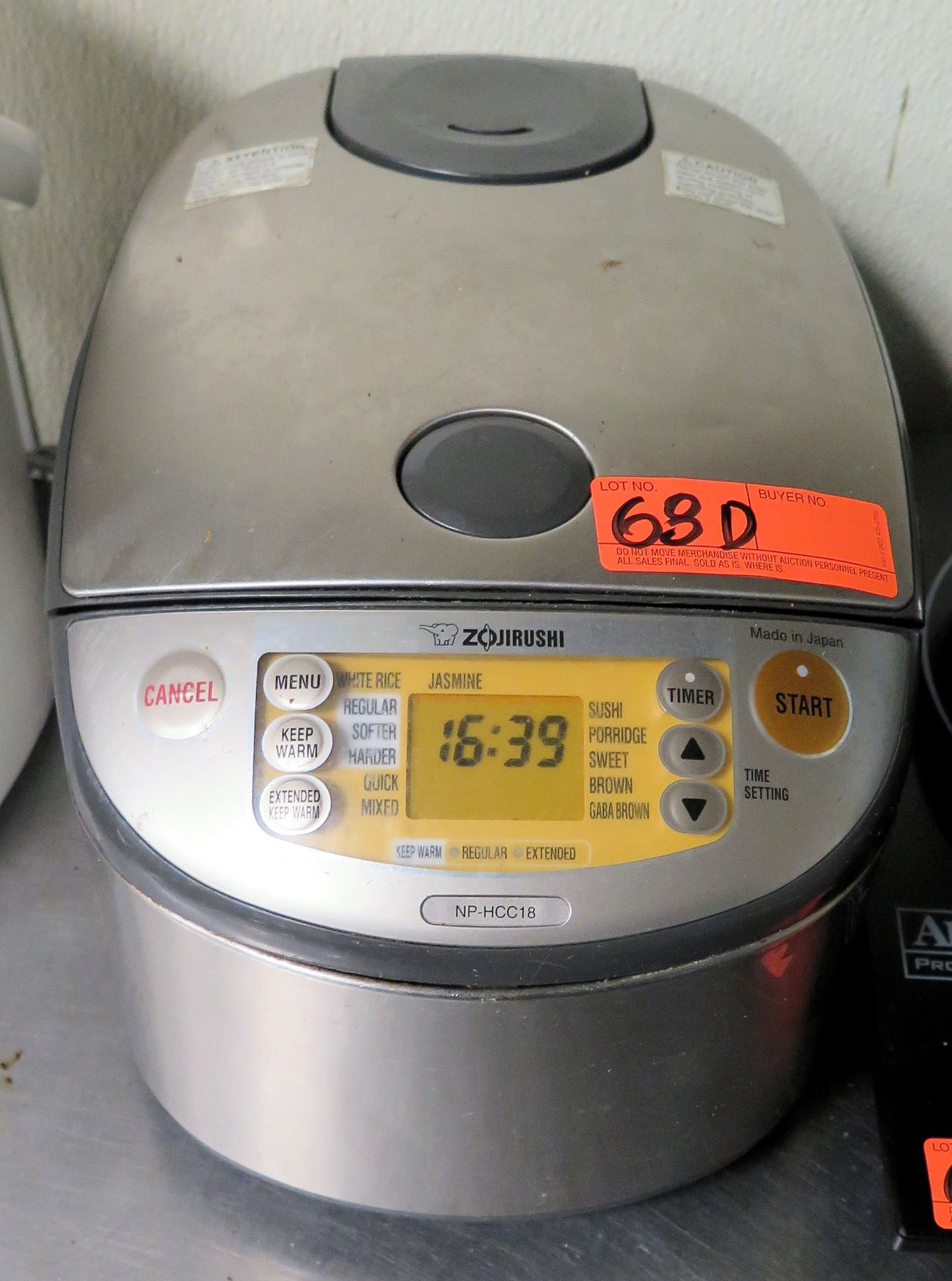 Zojirushi Induction Heating Rice Cooker Model MP-HCC18