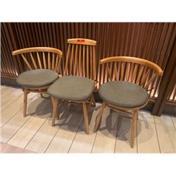 Qty 3 Misc. Wooden Chairs w/ Cushions