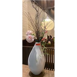 Faux Floral Arrangement w/ White Minimalist Ceramic Vase