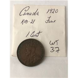 1920 Canada Large Cent Fine Grade Nice Coin