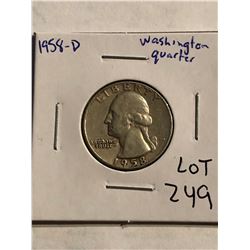 1958 D Washington Silver Quarter Nice Early US Coin