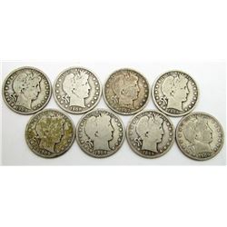 8 BARBER HALF DOLLARS CIRCS
