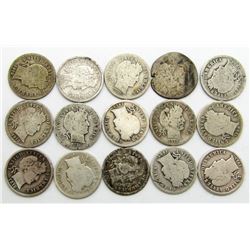 BARBER DIME LOT of 15 COINS