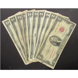 10 $2 RED SEAL U.S. NOTES