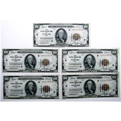 5 CONSECUTIVE SER # $100 NATIONAL CURRENCY