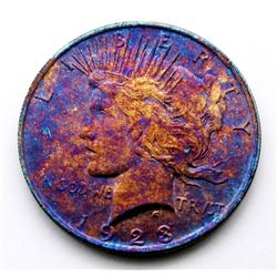 1923 CRAZY RAINBOW PEACE DOLLAR