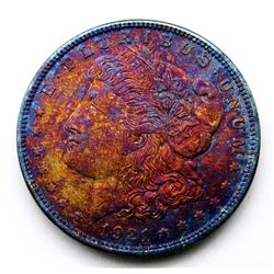 1921 RAINBOW TONED MORGAN DOLLAR