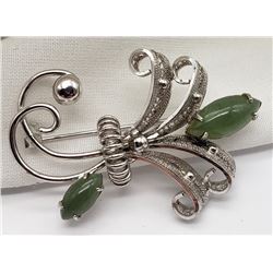 SORRENT STERLING BROOCH WITH (2)JADE STONES