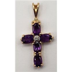 GORGEOUS STERLING CROSS PENDANT WITH PURPLE