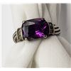 Image 1 : MODERN STERLING RING W/ LARGE PURPLE CNTR