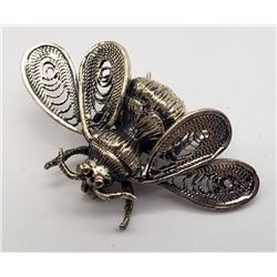 BEAU ANTIQUE STERLING BEE BROOCH