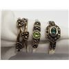 Image 1 : 3-MARCASITE RINGS WITH GREEN STONE ACCENTS